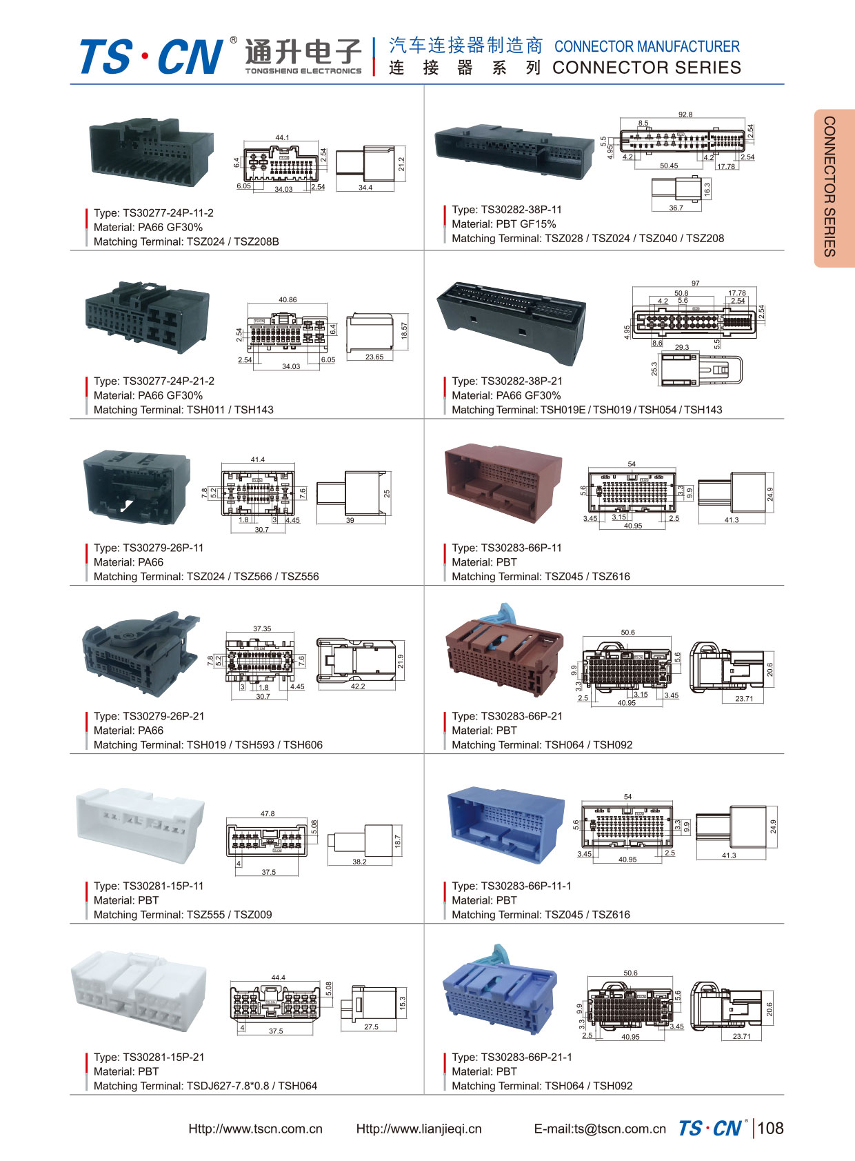 Conector do chicote de fios da SÉRIE TSCN TS30283 para carro Toyota